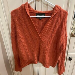 American Eagle Outfitters Women's V-Neck Sweater in Orange